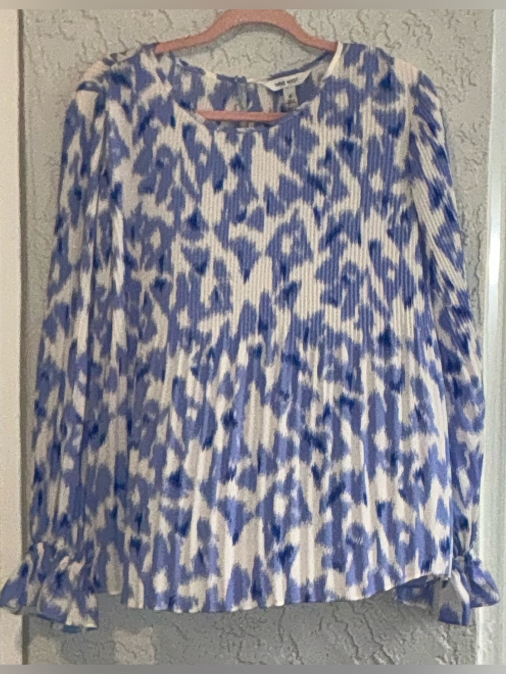 Nine West  Long Sleeve Pleated Blouse & Ruffle Cuffs